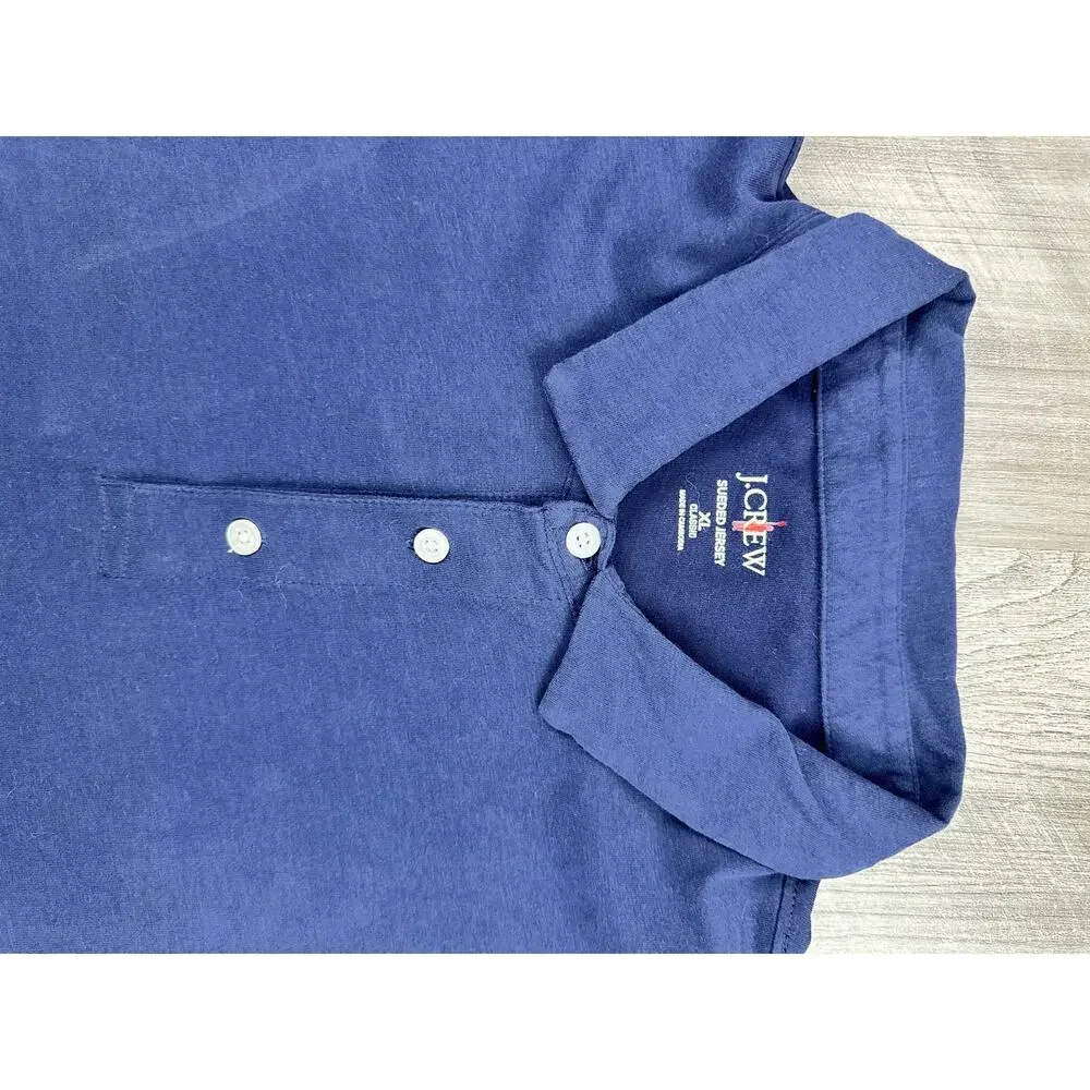 J. Crew Sueded Jersey Cotton Classic Polo Navy — Size XL